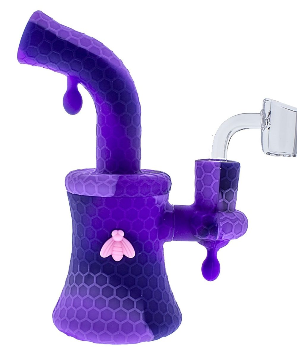 STRATUS GLASS: 8in SILICONE RIG W/ 14mm MALE BANGER