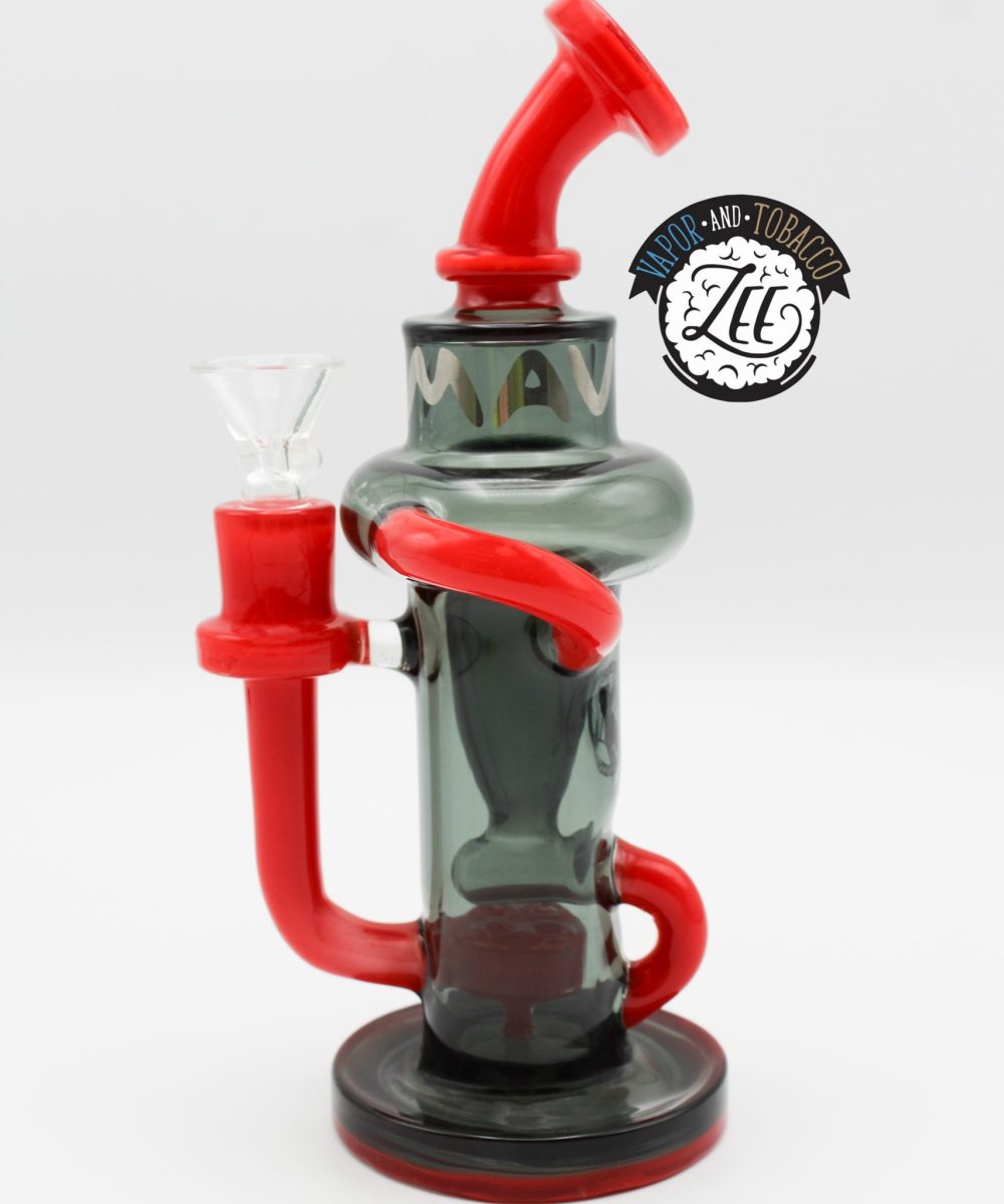 MAV GLASS: 9" MONTEREY WAFFLE PERC MINI RECYCLER RED