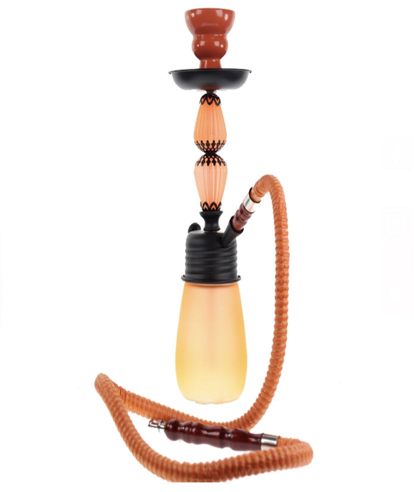14" HOOKAH DOUBLE DESIGN AND DECO FROSTED SINGLE HOSE