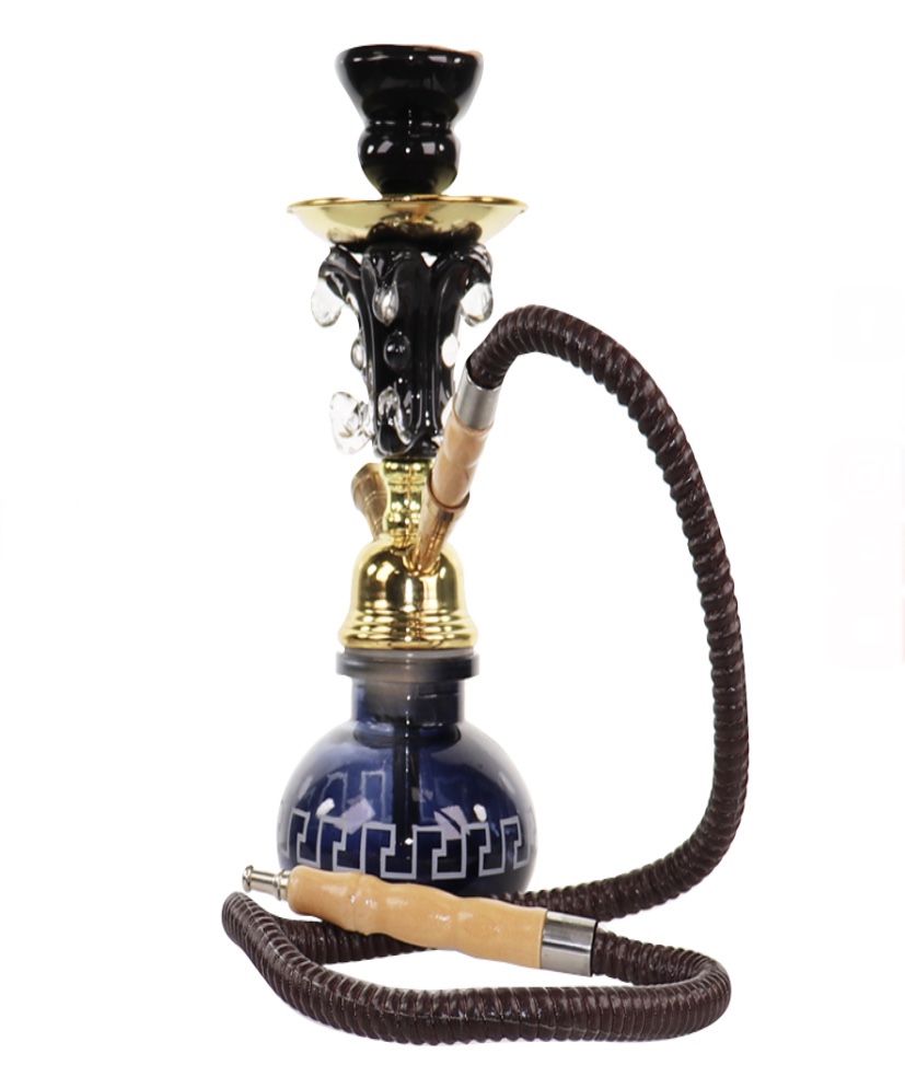 10" HOOKAH PUMPKIN MARBLE FLOWER DESIGN DOUBLE HOSE