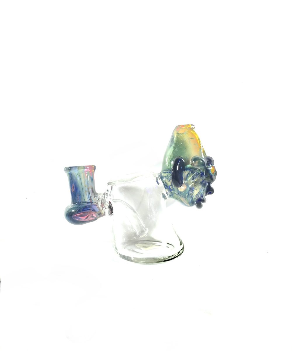 BLOWN-IN SKULL MINI RIG AND SILVER FUMED 5"