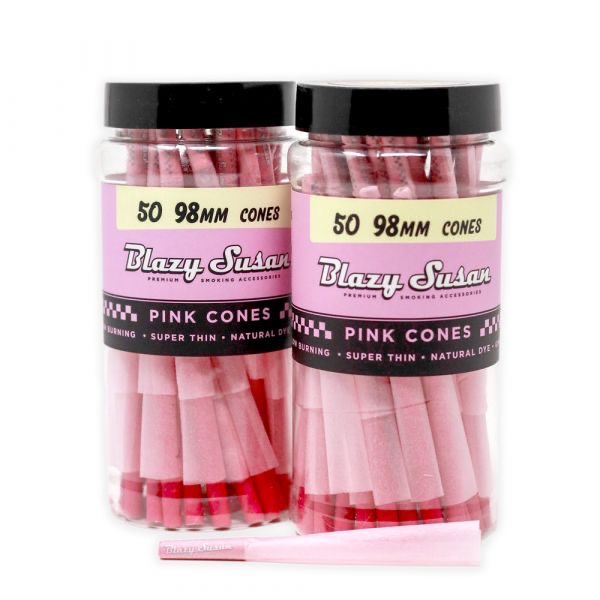 BLAZY SUSAN: 98MM CONES 50CT JAR PINK