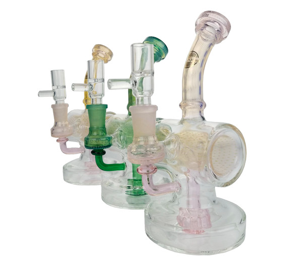 ON POINT GLASS: 10" SINGLE PERC BANGER HANGER WATER PIPE WITH 14MM MALE BOWL & 4MM BANGER