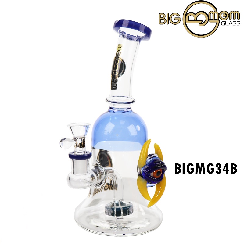 Alternative view of 9" BIG MOM SHOWER HEAD BENT NECK EAGLE ON GLASS PIPE