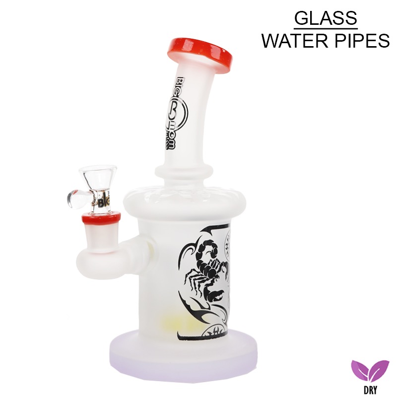 9" BIG MOM SHOWER HEAD FROSTED GLASS WATER PIPE - ORANGE WHITE