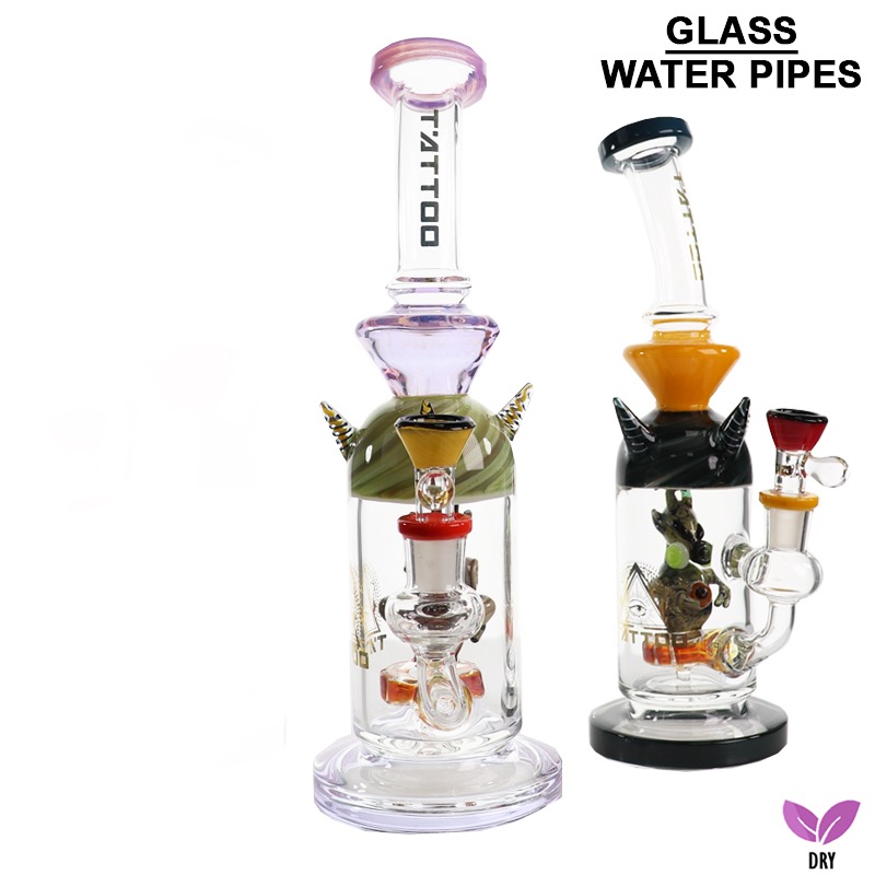 10.5" TATTOO GLASS SHOWER HEAD "ALIEN" WATER PIPE