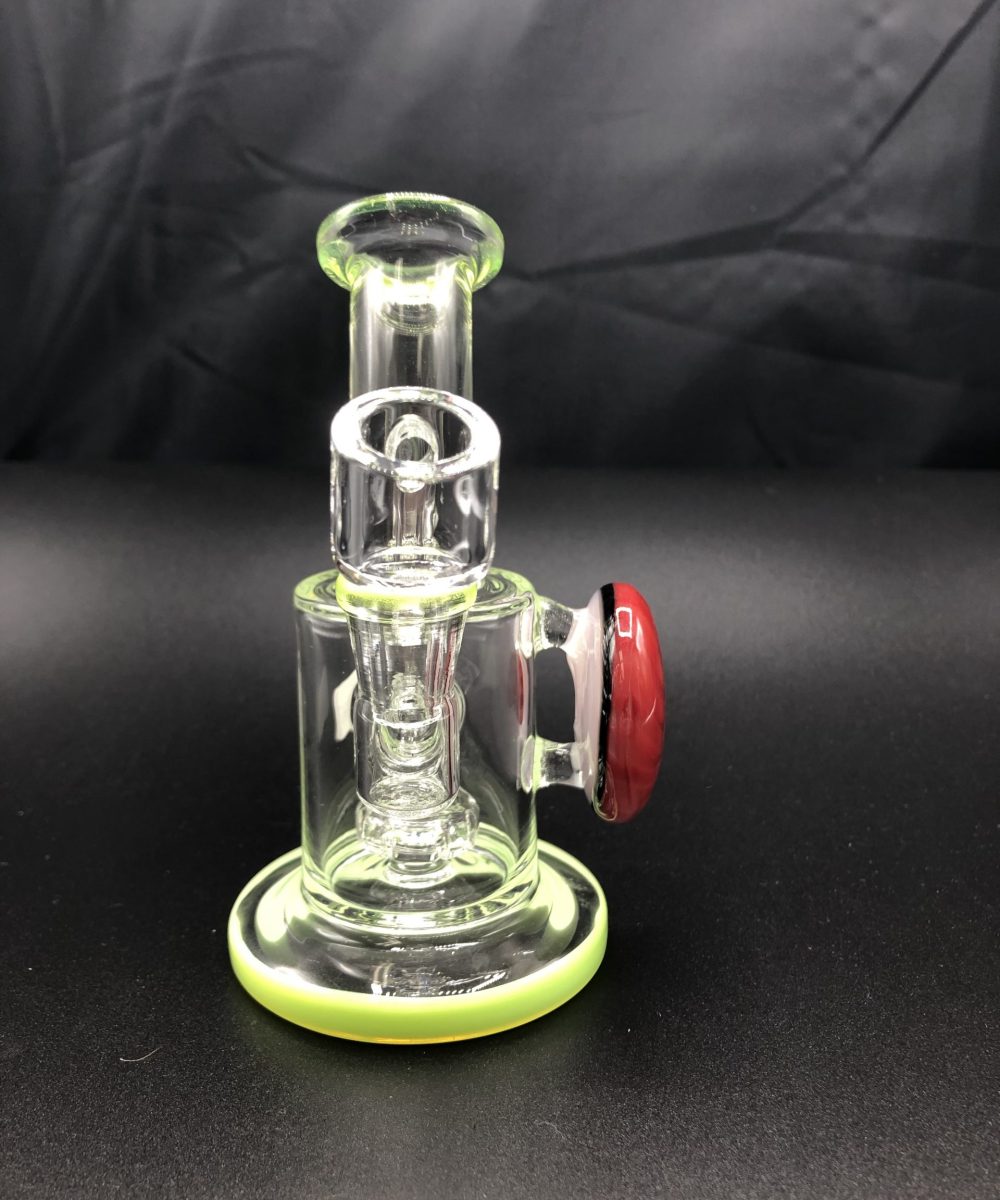 Alternative view of PRESCRIBED GLASS: 7" SLIME GREEN & RED GEM HANDLE RIG