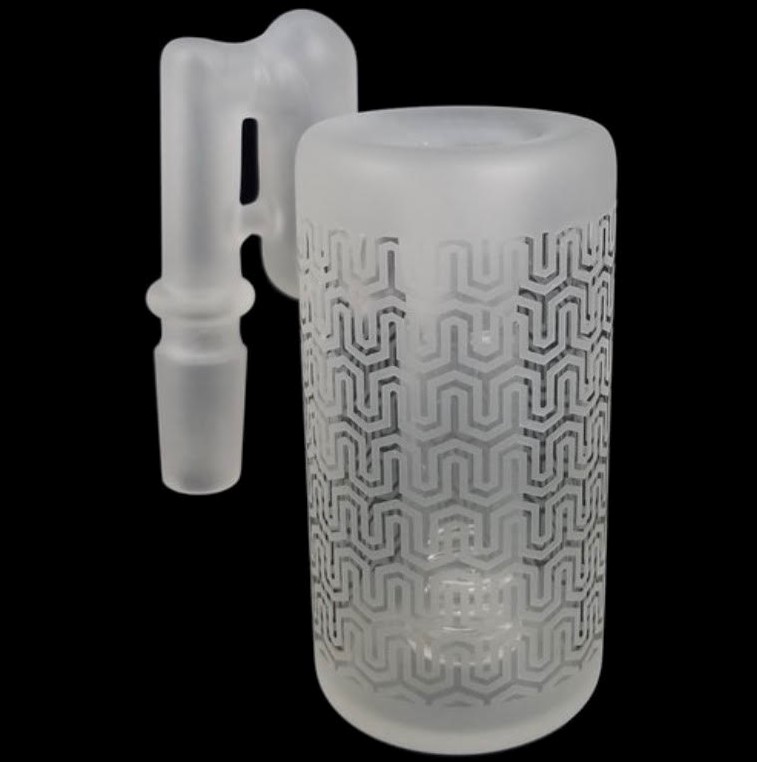 4" SAND BLASTED ASH CATCHER: 18 MALE 90 DEGREE