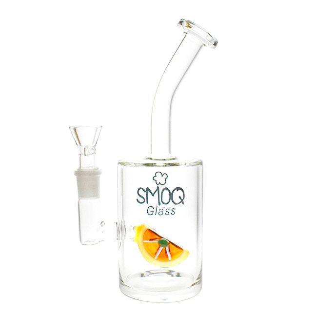 SMOQ GLASS: 12 INCH CLEAR ROTARIC BEND WITH LEMON DESIGN PERC WATER-PIPE “SMOQ09”
