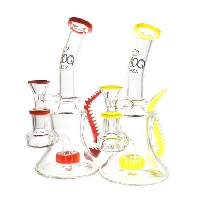SMOQ GLASS: 8" INCH BLYING SILAX DESIGN WITH INLINE SHOWERHEAD PERC WATERPIPE “SMOQ55”