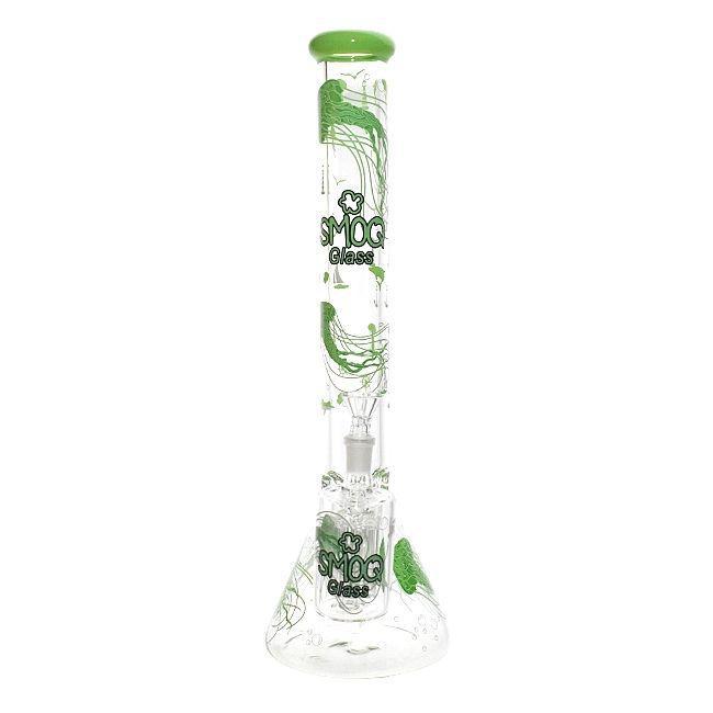 Alternative view of SMOQ GLASS: 18 INCH TALL LYRIC BEAKER JELLY FISH ART WITH ASH CATCHER WATERPIPE “SMOQ04”