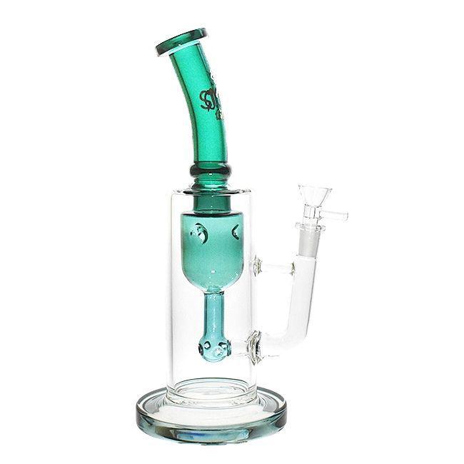 SMOQ GLASS: 14 INCH MYLIX SLOBE BEND DESIGN WITH INLINE RECYCLER WATER PIPE