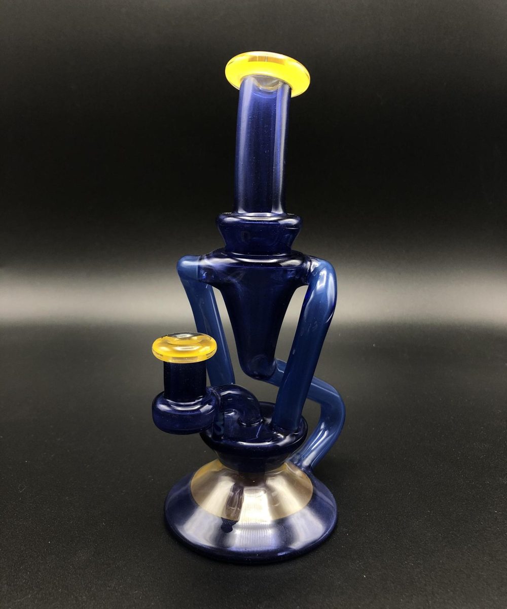 Alternative view of T-SCHMITTY: 6.5" BLUE & YELLOW DUAL UPTAKE RECYCLER