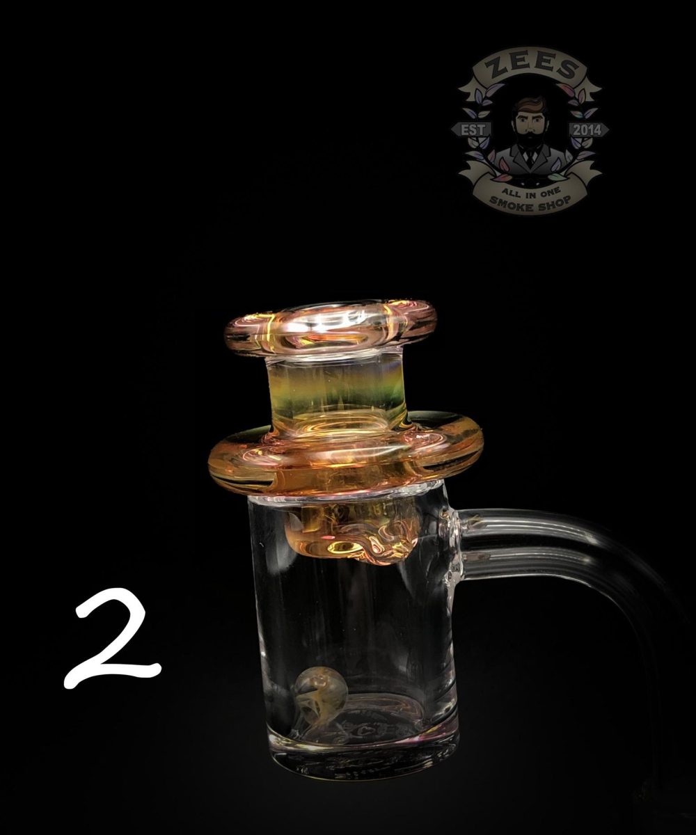 Alternative view of JFK GLASS: FUMED SPINNER CAP FOR BANGERS W/ PEARL
