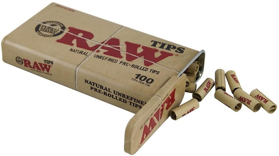RAW: PRE-ROLLED TIPS TIN 100CT