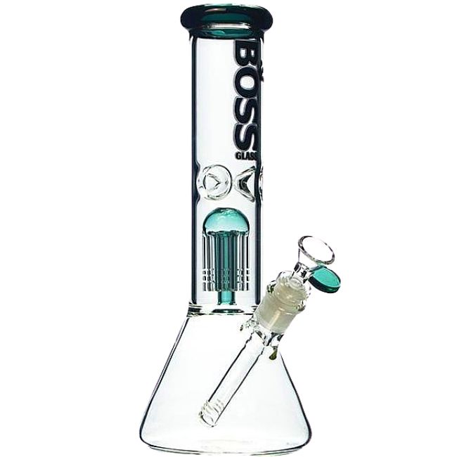 BOSS GLASS: 12" BEAKER WITH TREE PERC WATER PIPE ASSORTED COLORS