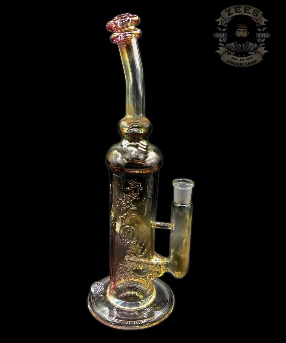 WATERHOUSE GLASS: 12" GRATEFUL DEAD FUMED RIG