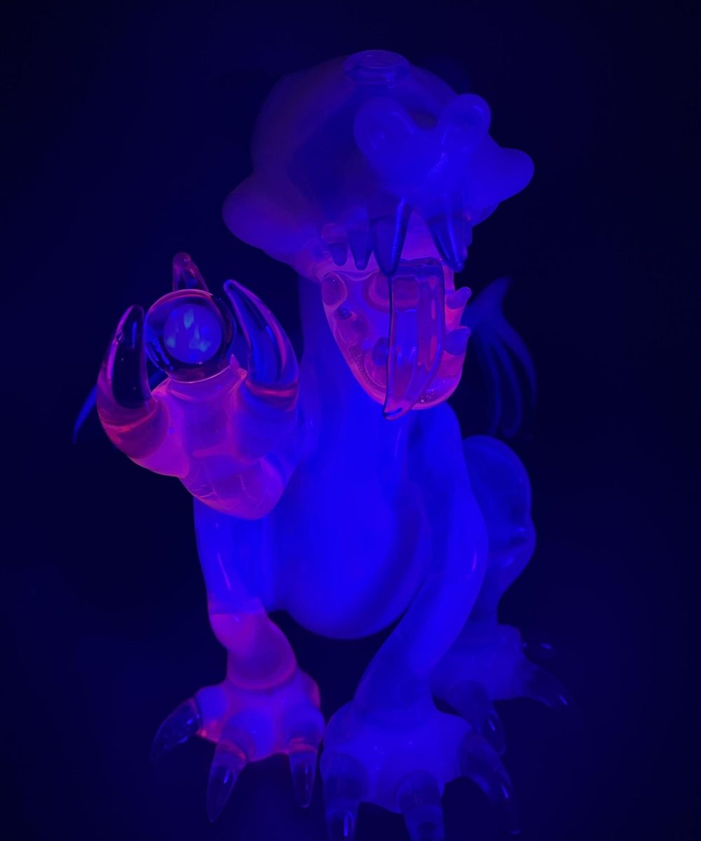 Alternative view of ALS BORO CREATIONS: SECRET WHITE X BLUE STARDUST X LUCY UV DRAGON W/ ENCASED OPALS