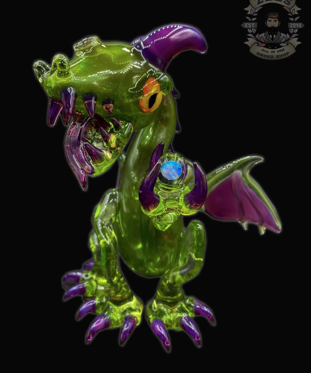 ALS BORO CREATIONS: GREEN MOSS X ROYAL JELLY DRAGON W/ ENCASED OPALS