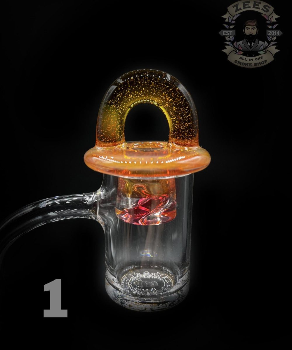 Alternative view of DERANGED LION GLASS: FULLY WORKED SPINNER CARB CAP FOR BANGERS