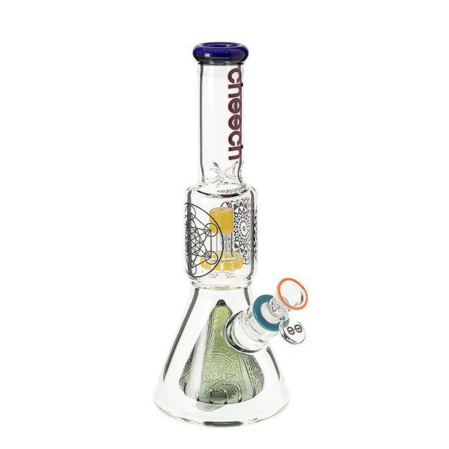 CHEECH GLASS: 12" DUAL PERC BLIME DESIGN WITH FLOATING PYRAMID
