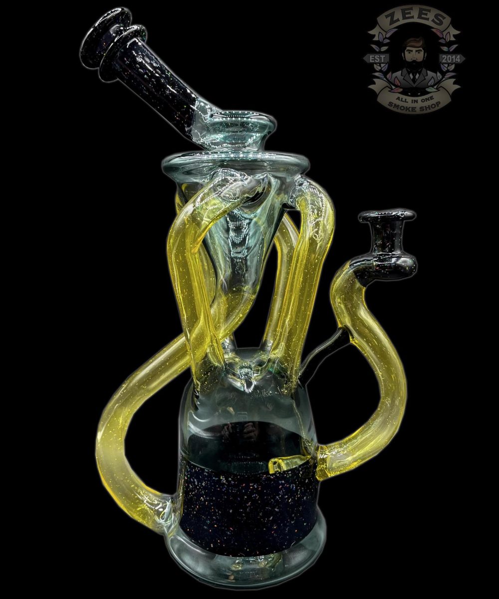 MANCHILD GLASSWORKS: TEAL AND TERPS CFL CRUSHED OPAL QUAD UPTAKE RECYCLER