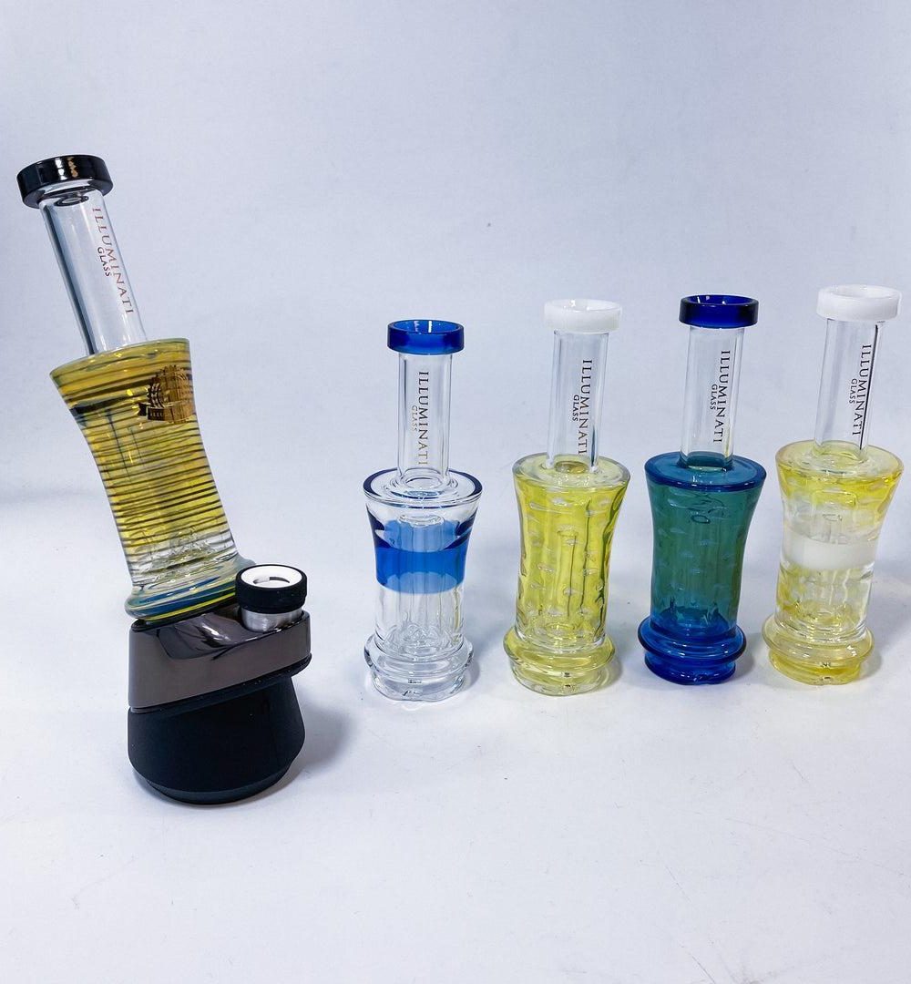 Alternative view of ILLUMINATI GLASS: 6" THREE HOLE PERC PUFFCO PEAK ATTACHMENT