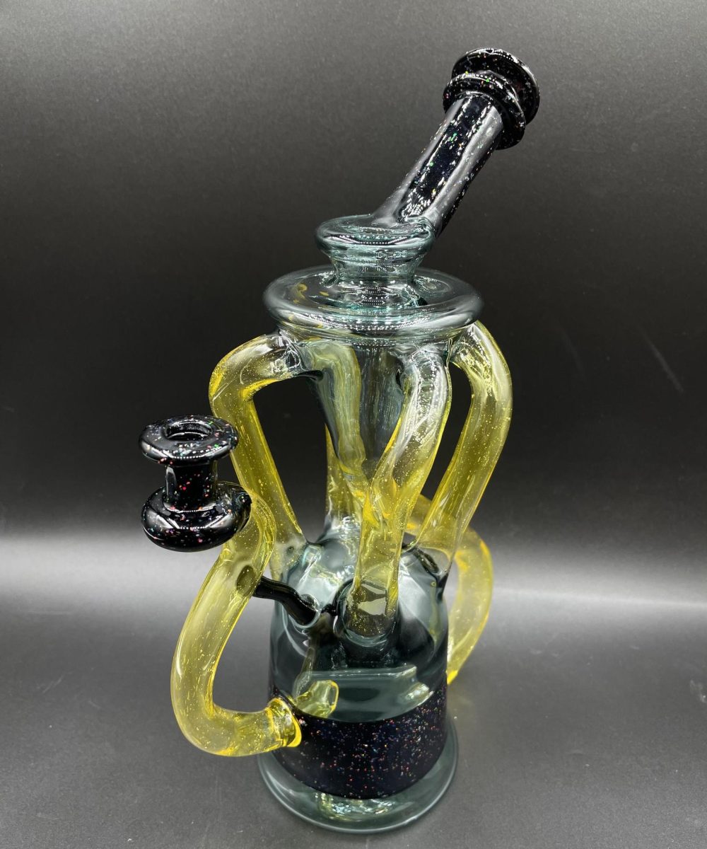 Alternative view of MANCHILD GLASSWORKS: TEAL AND TERPS CFL CRUSHED OPAL QUAD UPTAKE RECYCLER