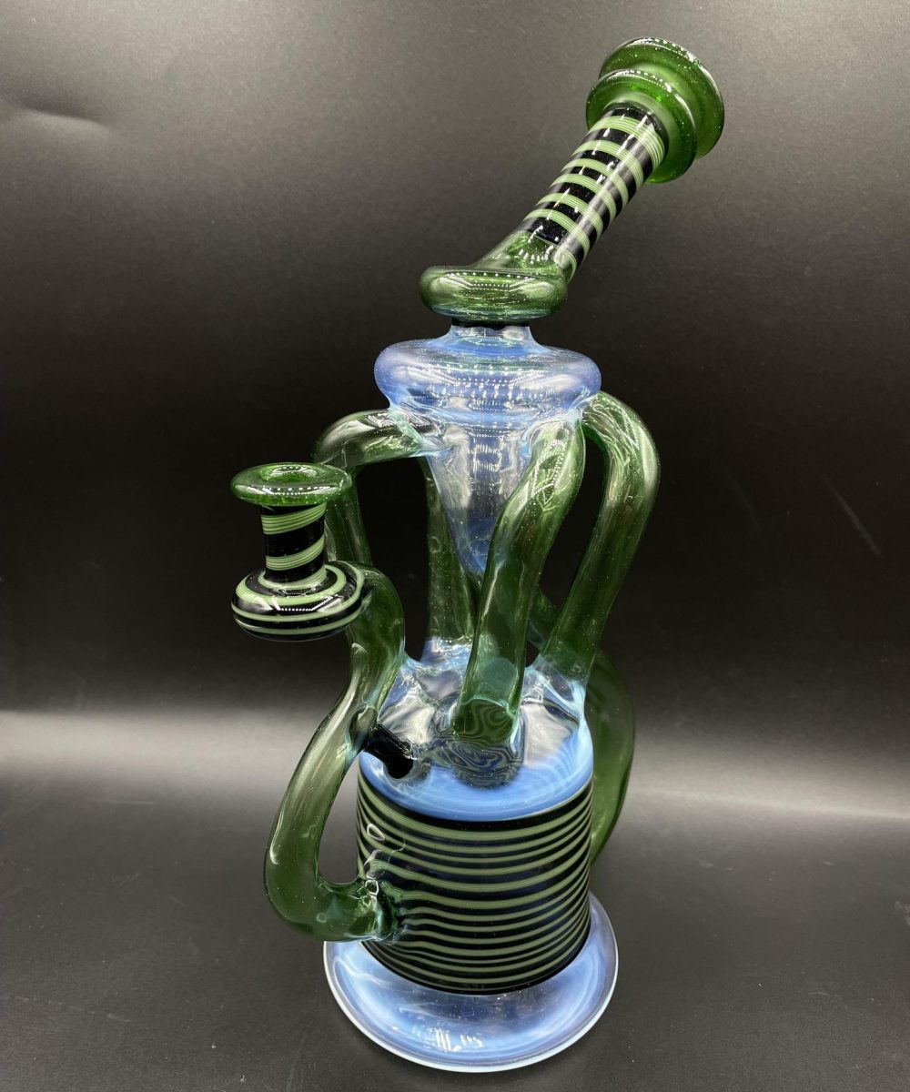 Alternative view of MANCHILD GLASSWORKS: GHOST AND GREEN WIG WAG QUAD UPTAKE RECYCLER