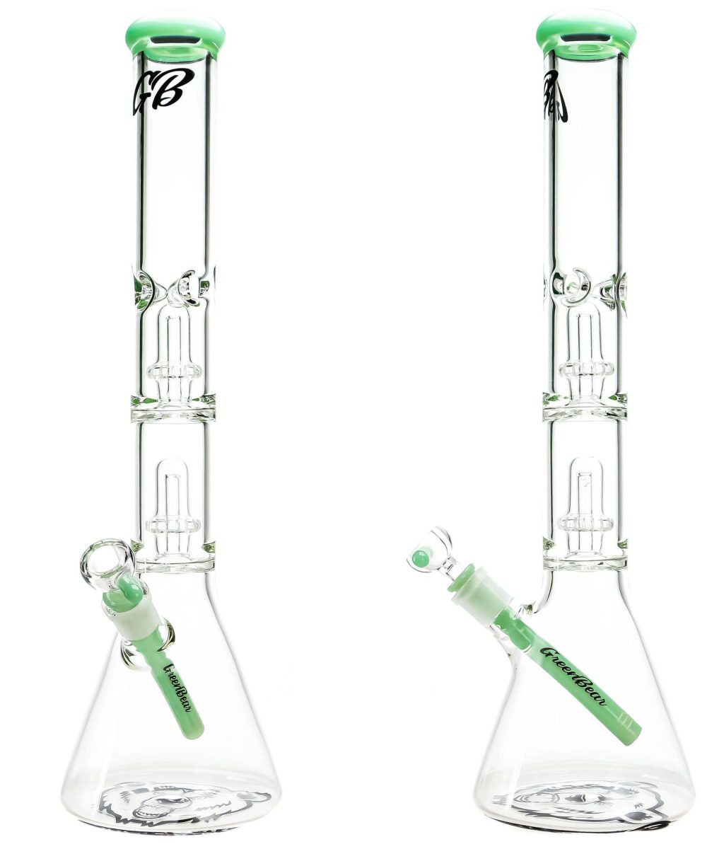 GREEN BEAR: 18" DOUBLE PERC BEAKER COLOR ACCENTED