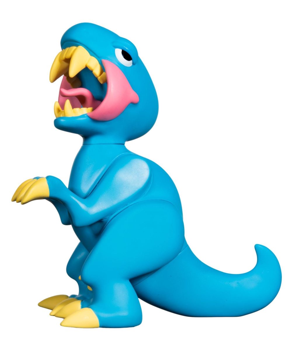 ELBO GLASS: 12" BLUE OPEN MOUTH VINYL RAPTOR