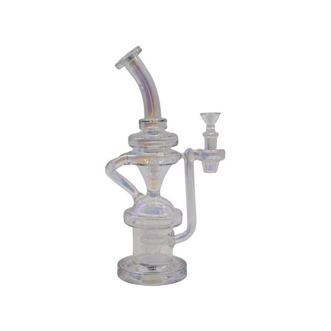 PHOENIX GLASS: 12" IRIDESCENT HOLOGRAPHIC RECYCLER