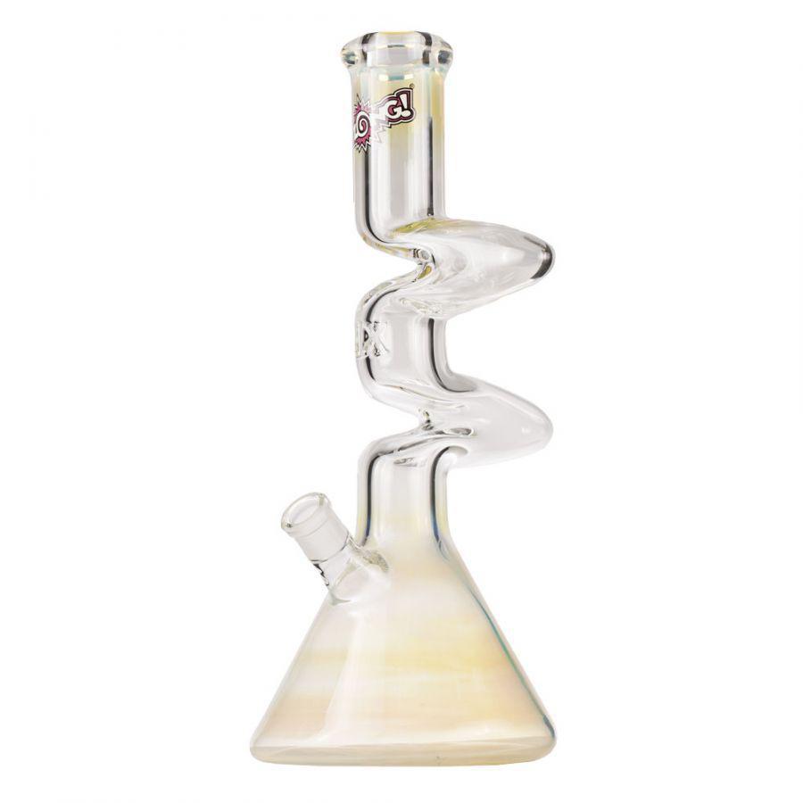 ZONG GLASS: FAT SERIES 9MM 2 KINK CLEAR BUBBLE W/SILVER FUME