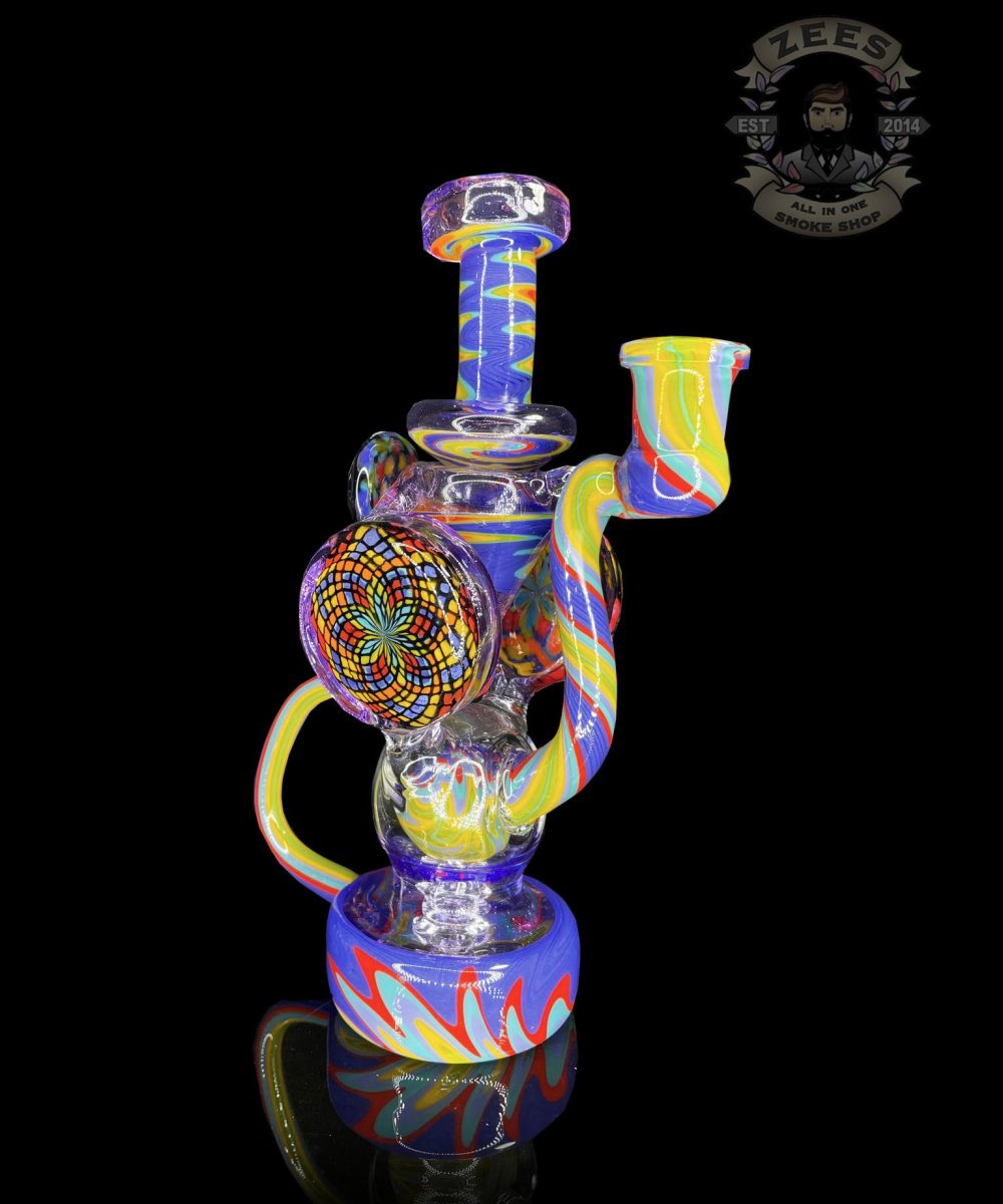 CLARKIE CLARK GLASS: FULLY WORKED DUAL DISK UPTAKE RECYCLER #4