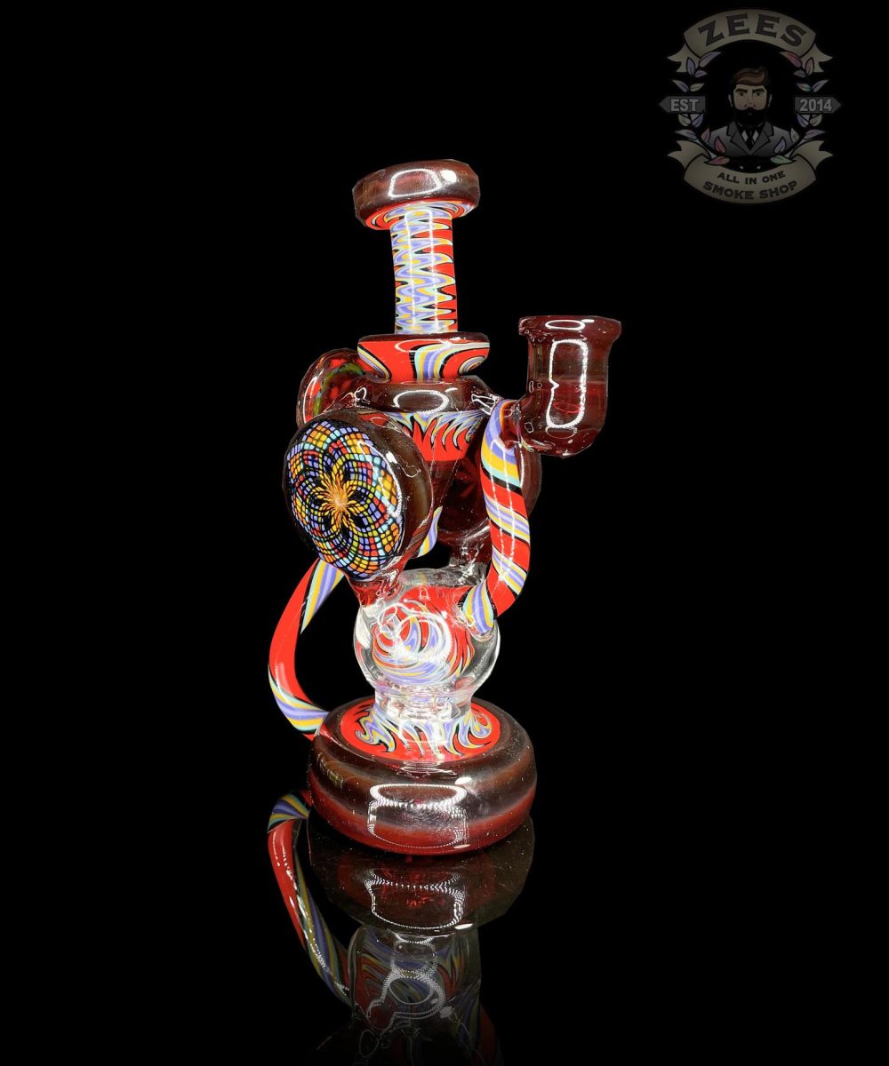 CLARKIE CLARK GLASS: FULLY WORKED DUAL DISK UPTAKE RECYCLER #6