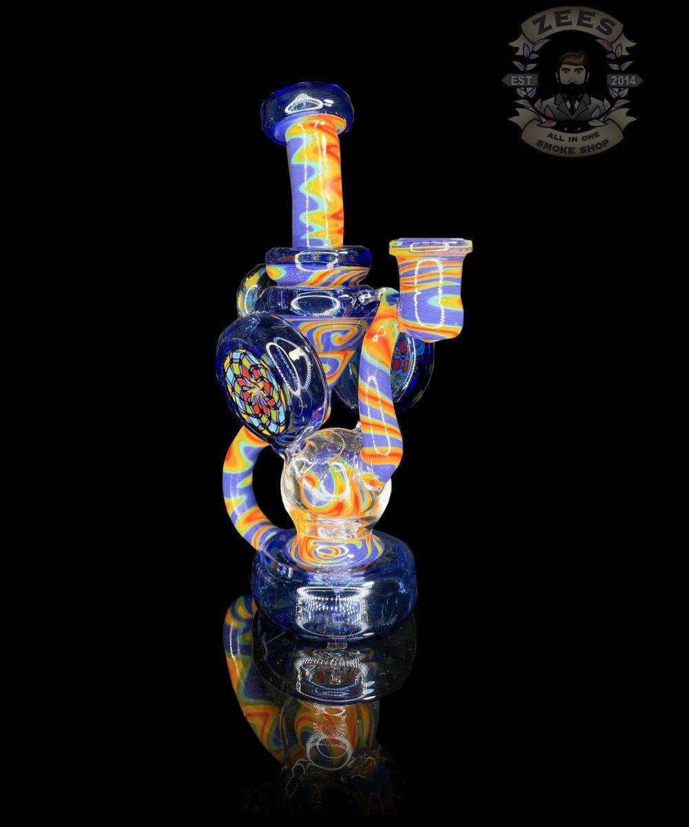 CLARKIE CLARK GLASS: FULLY WORKED DUAL DISK UPTAKE RECYCLER #8