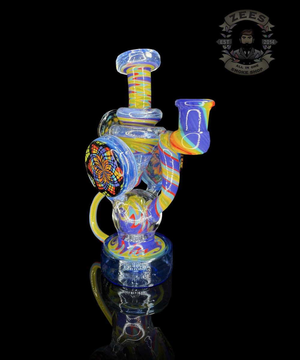 CLARKIE CLARK GLASS: FULLY WORKED DUAL DISK UPTAKE RECYCLER #5