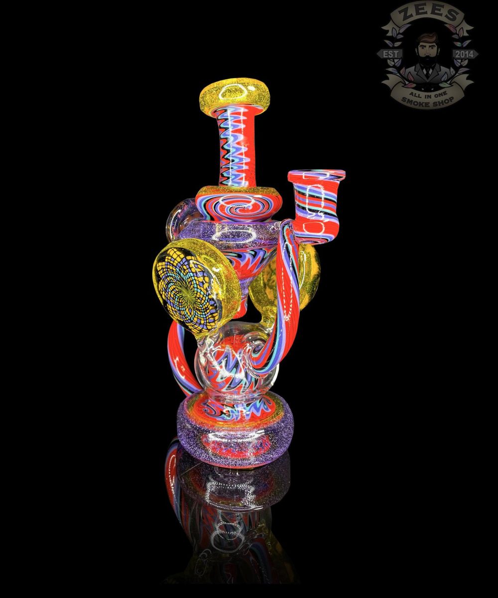 CLARKIE CLARK GLASS: FULLY WORKED DUAL DISK UPTAKE RECYCLER #2