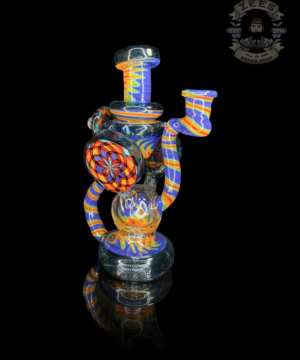 CLARKIE CLARK GLASS: FULLY WORKED DUAL DISK UPTAKE RECYCLER #3