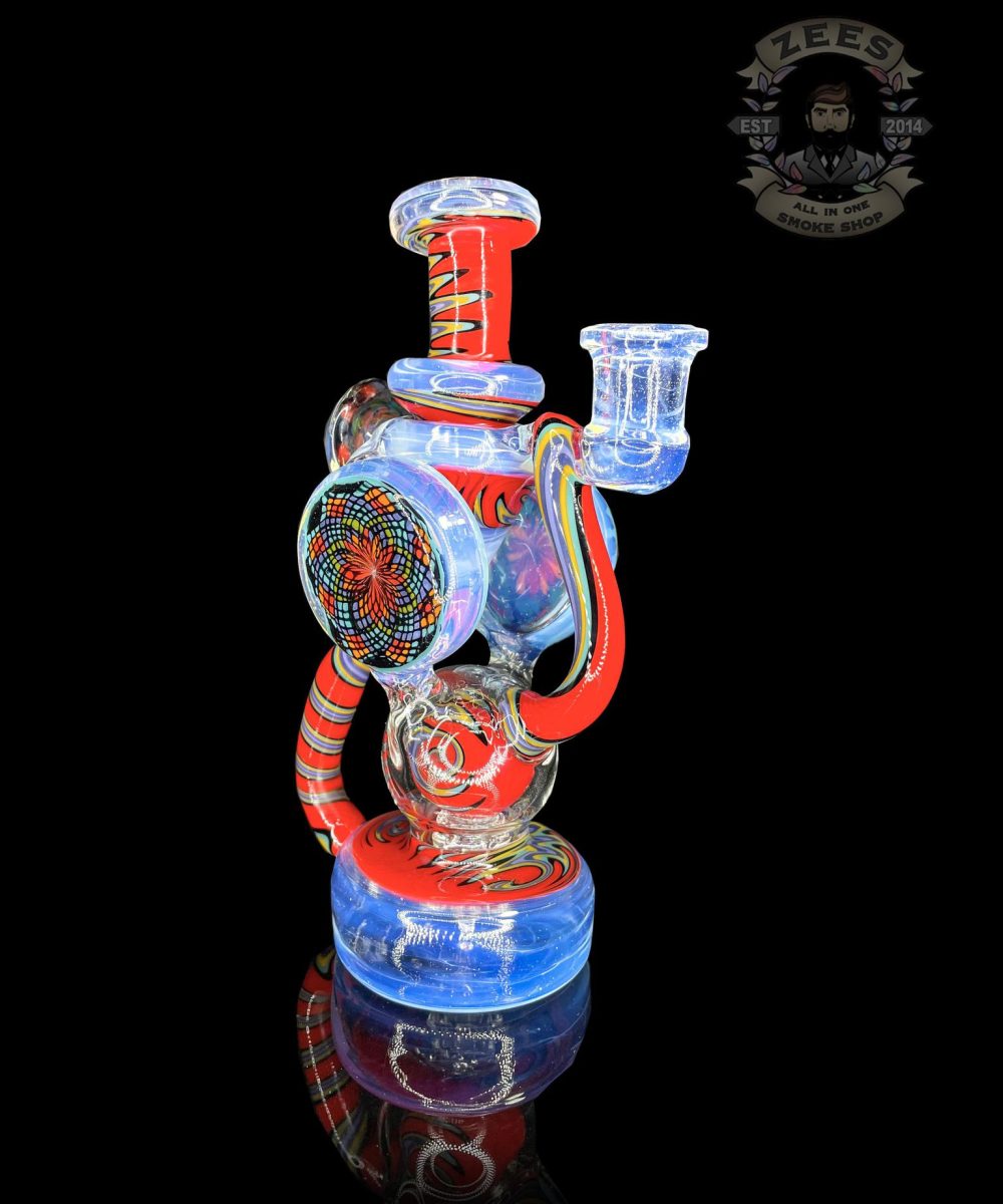 CLARKIE CLARK GLASS: FULLY WORKED DUAL DISK UPTAKE RECYCLER #10