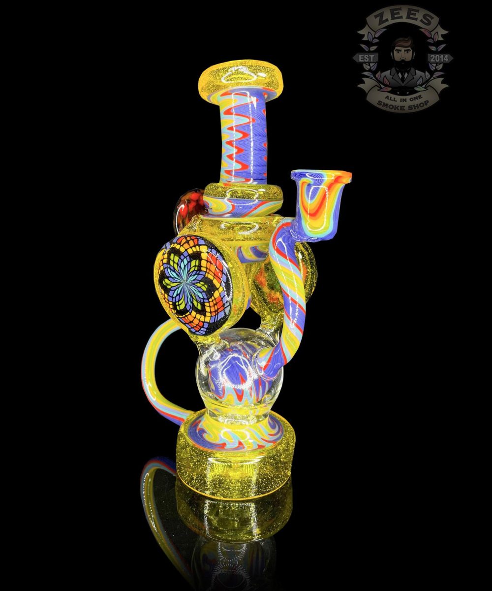 CLARKIE CLARK GLASS: FULLY WORKED DUAL DISK UPTAKE RECYCLER #9