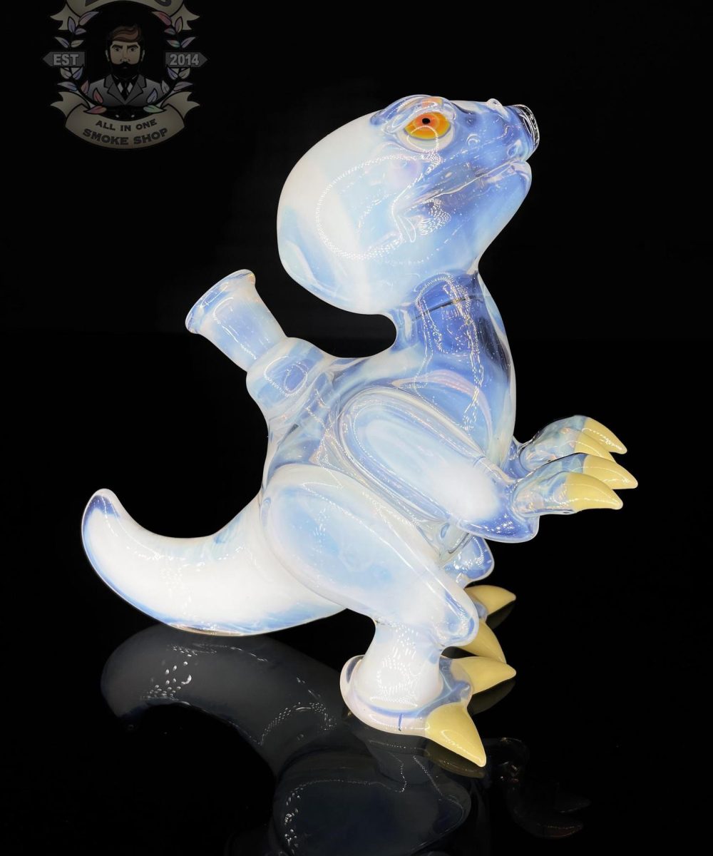 Alternative view of ELBO GLASS: 8” MOONSTONE FULL SIZE CLOSE MOUTH RAPTOR