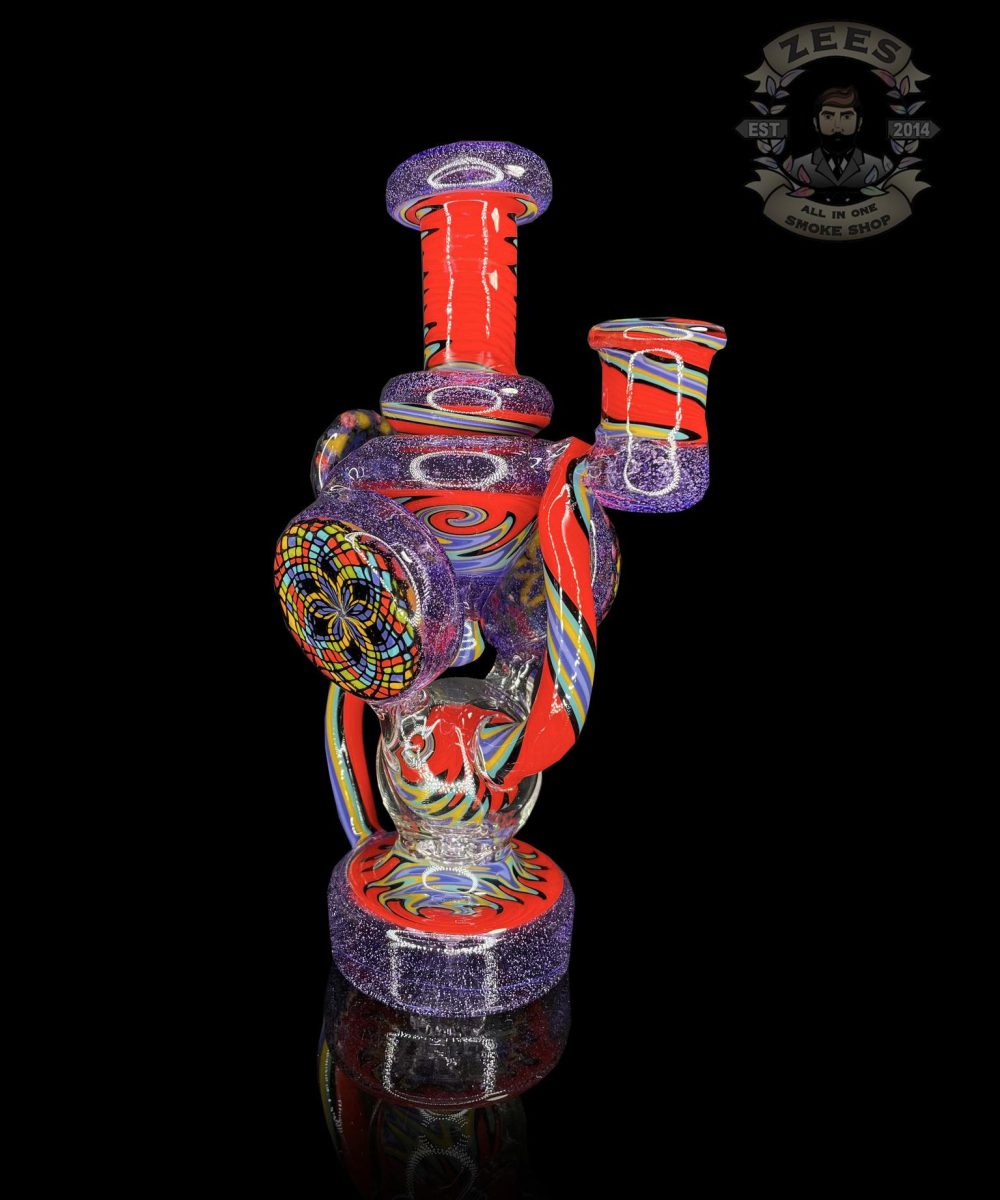 CLARKIE CLARK GLASS: FULLY WORKED DUAL DISK UPTAKE RECYCLER #7