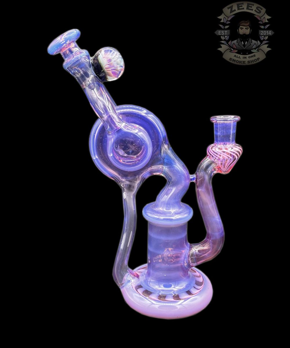 ET GLASS: GHOST OVER PURPLE LOLLIPOP SINGLE UPTAKE RECYCLER