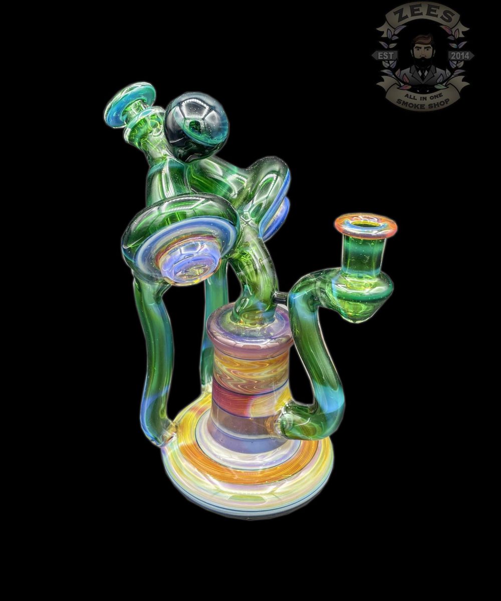 ET GLASS: EMERALD GREEN MULTICOLOR DUAL UPTAKE RECYCLER