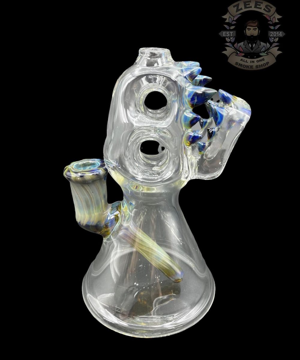 Alternative view of ENUFF GLASS: HAND MIXED BLUE COLOR ACCENTED JAMMER RIG