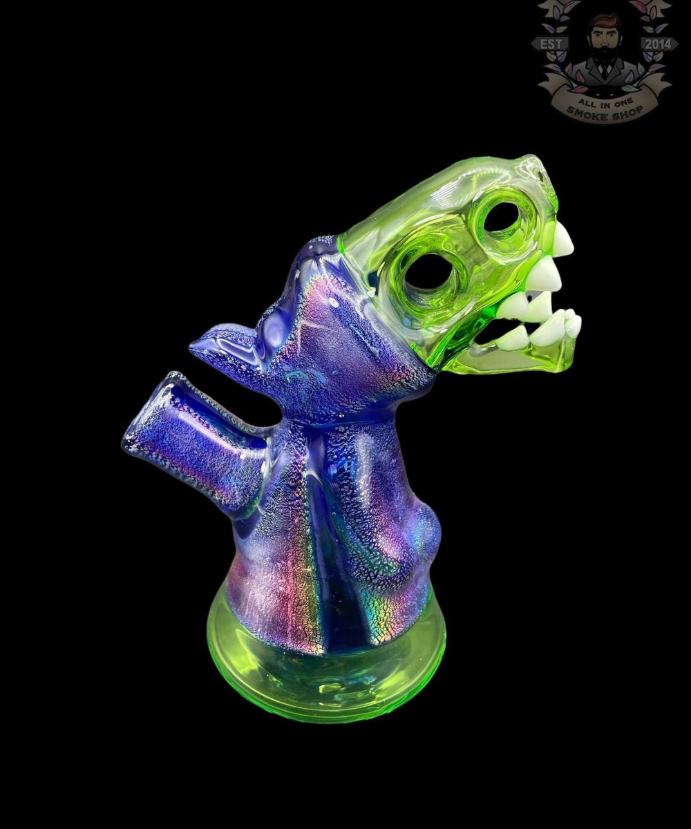 Alternative view of ENUFF GLASS: LEAF GREEN AND BLUE DICHRO HOODED JAMMER RIG