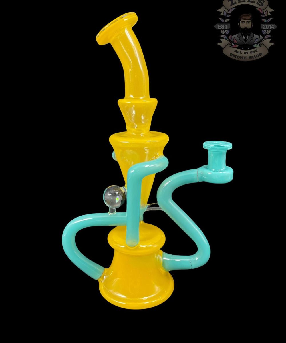 EX NIHILO GLASS: SOLARIS x OPAQUE AQUA DUAL UPTAKE FLOATER RECYCLER