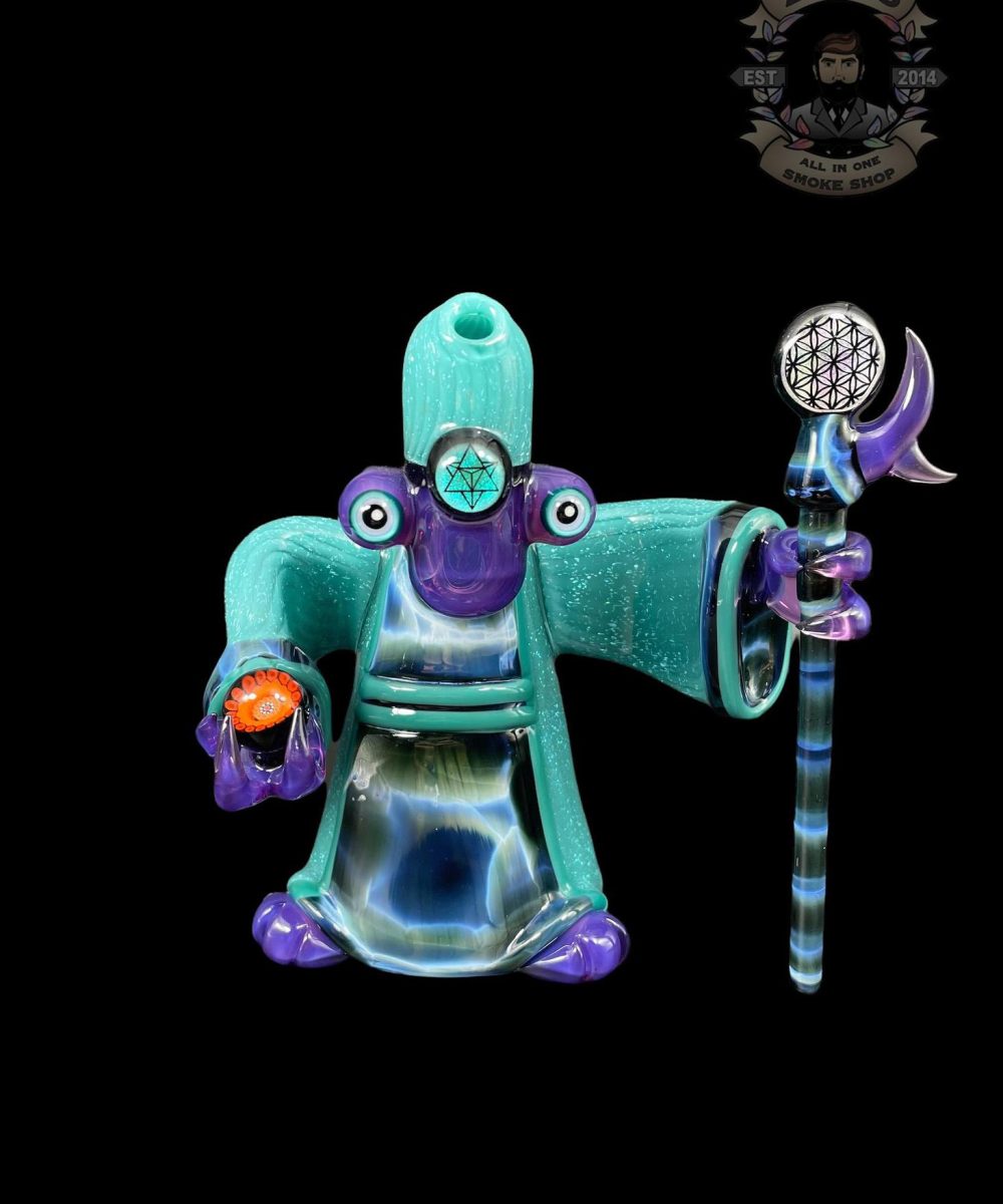 MONGREL GLASS: 6" TEAL AND PURPLE CRUSHED OPAL ET RIG