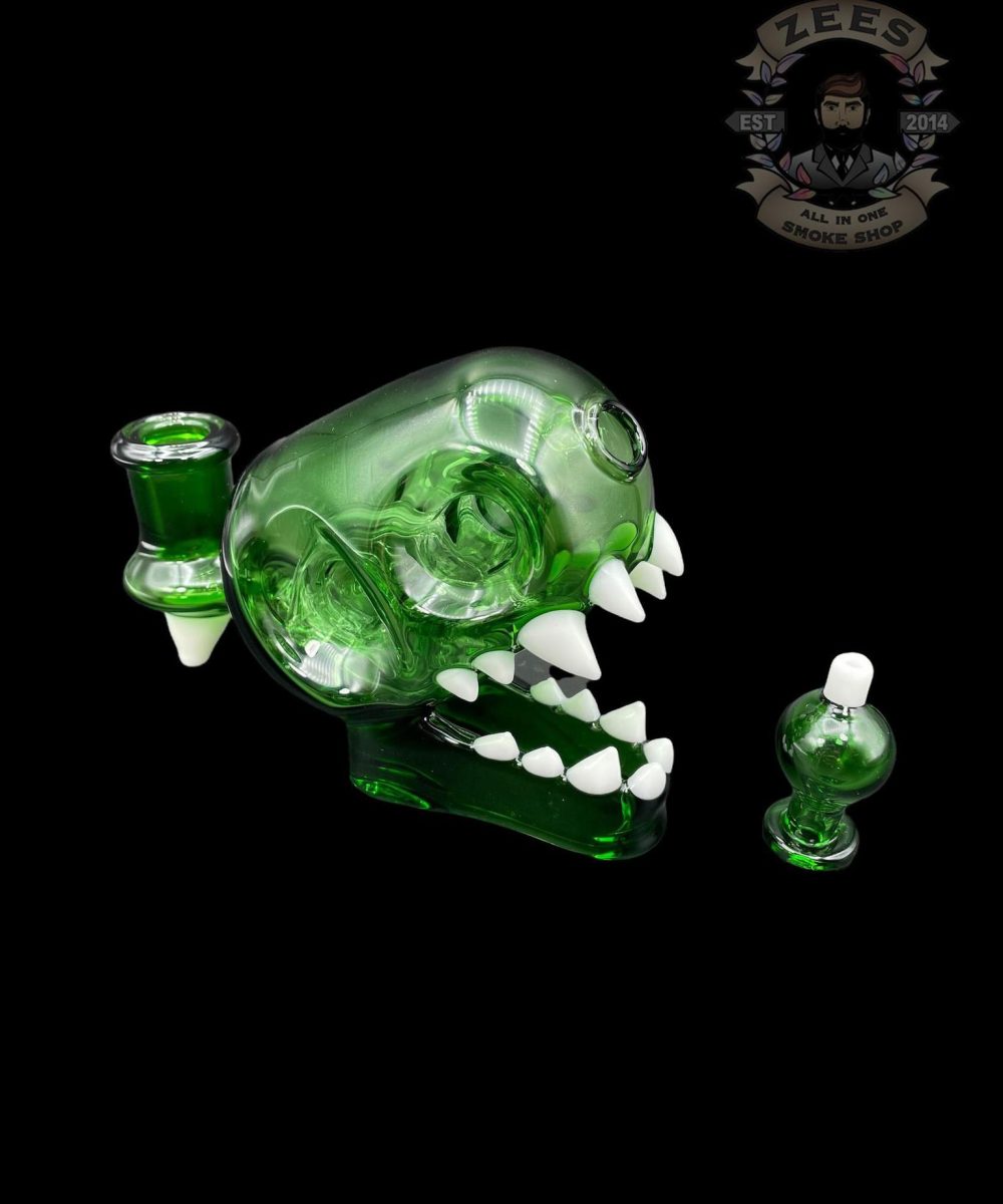 ENUFF GLASS: LEAF GREEN POCKET FOSSIL